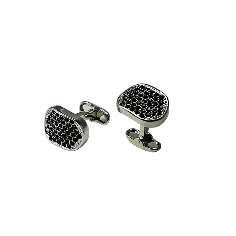 Sort Crystal Retangle Silvertone skjorter manchetknapper